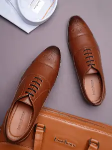 LOUIS STITCH 
Men Russet Tan Formal Lace Up Derby Shoes