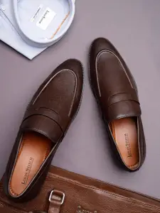 LOUIS STITCH Men Brunette Brown Formal Slip-On Mocassin Shoes