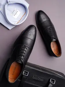 LOUIS STITCH 
Men Jet Black Formal Lace Up Derby Shoes