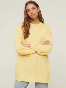 Trendyol Round Neck Long Sleeve Longline Pullover Sweatshirt