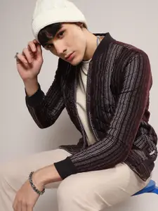 Campus Sutra Stand Collar Windcheater Outdoor Bomber Jacket