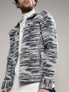 Campus Sutra Abstract Printed Windcheater Cotton Tailored Jacket