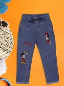 A-Okay Girls Mickey & Minnie Slim Fit High-Rise Jeans