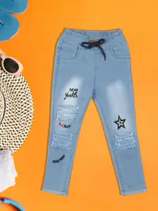 A-Okay Girls Clean Look Embroidered Slim Fit Cotton Denim Jeans