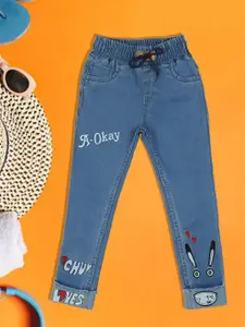 A-Okay Girls Clean Look Embroidered Slim Fit Denim Jeans