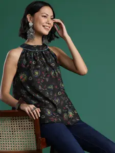 Sangria Floral Print A-Line Top