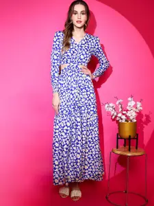 SHEETAL Associates Floral Printed V-Neck Cut Out Maxi Dress