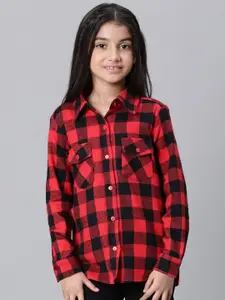 Oxolloxo Girls Relaxed Checked Cotton Casual Shirt