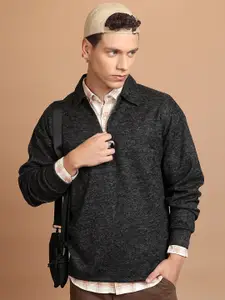 HIGHLANDER Black Mock Collar Pullover
