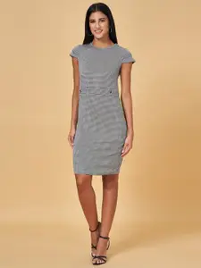 Annabelle by Pantaloons Checked Cap Sleeves Sheath Dress