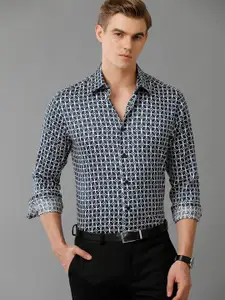 Aldeno India Slim Slim Fit Geometric Printed Cotton Casual Shirt