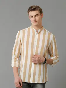 Aldeno Striped Mandarin Collar Cotton Modal Casual Shirt