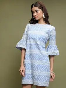 Vishudh Ethnic Motifs Embroidered Bell Sleeves Sheath Dress