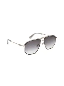 Police Men Silver-Toned Aviator Sunglasses With UV Protected Lens-SPLL1759K07SG