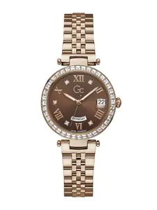 GC Women Embellished Round Dial Stainless Steel Water Resistance Analogue Watch-Z01009L4MF