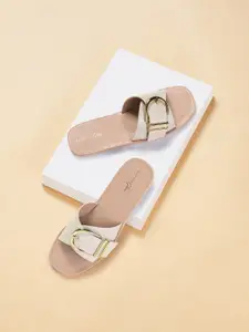 Forever Glam by Pantaloons Open Toe Flats With Buckles