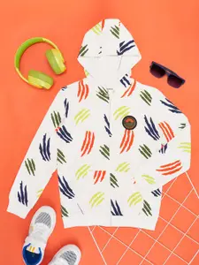 Pantaloons Junior Boys Abstract Printed Hooded Cotton Front-Open Sweatshirt