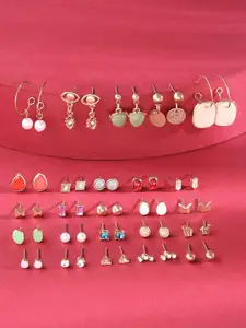 AMI Set Of 25 Gold Plated Studs & Drop Earrings