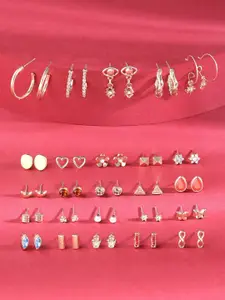 AMI Set Of 25 Gold-Plated Contemporary Studs Earrings