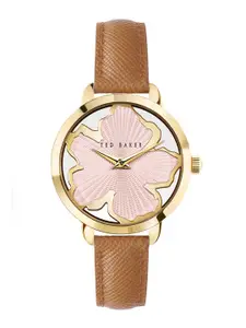Ted Baker Women Printed Dial & Brown Leather Wrap Around Straps Analogue Watch BKPLIS3039I