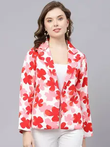 DEEBACO Floral Printed Notched Lapel Long Sleeve Regular Fit Single-Breasted Blazer