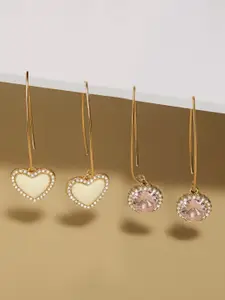 AMI Set Of 2 Gold Plated Contemporary Drop Earrings