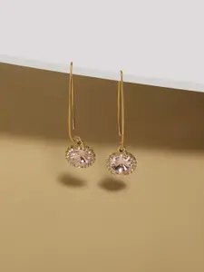 AMI Gold-Plated Artificial Stones Contemporary Drop Earrings