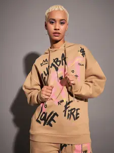 SASSAFRAS Typography Printed Hooded Fleece Sweatshirt