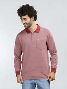 NEVA Striped Polo Collar Cotton T-shirt