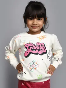 V-Mart Girls Typography Printed Sweatshirt