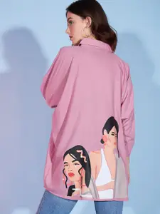 DressBerry Graphic Printed Oversized Longline Casual Shirt