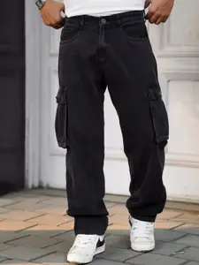 Powerlook Men Dusty Black Boyfriend Fit Clean Look Cargo Jeans