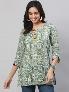 AKIMIA Geometric Printed Pure Cotton Straight Kurti
