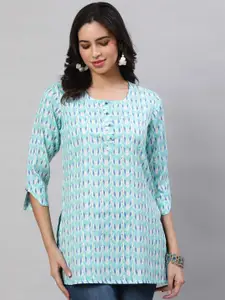 AKIMIA Geometric Printed Pure Cotton Straight Kurti