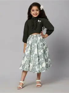 Macwin Girls High Neck Top with Skirt