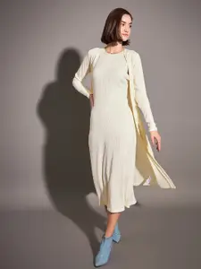 SASSAFRAS Off White Self Design Longline Shrug