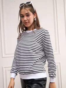 SASSAFRAS Black & White Striped Round Neck Pullover