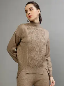 CENTRESTAGE Cable Knit Self Designed High Neck Pullover