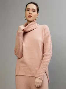 CENTRESTAGE Cable Knit Self Designed Turtle Neck Pullover