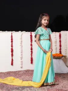 VASTRAMAY Girls Embellished Sequinned Ready To Wear Lehenga & Blouse With Dupatta