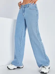 Next One Women Blue Smart Wide Leg High-Rise Clean Look Stretchable Jeans