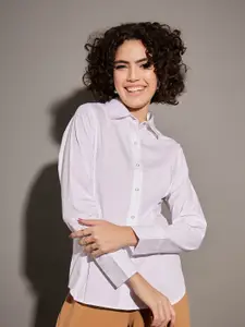 SASSAFRAS White Slim Fit Pleated Pure Cotton Casual Shirt