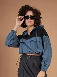 SASSAFRAS Black Colourblocked Crop Sweatshirt