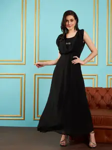 SASSAFRAS Black Sequined Detail Maxi Dress