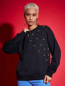 SASSAFRAS Black Embellished Sweatshirt