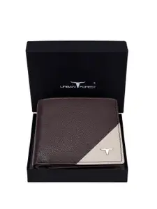 URBAN FOREST Men Textured Brand Logo RFID Leather Two Fold Wallet