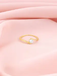 GIVA 925 Sterling Silver Gold-Plated Stone-Studded Finger Ring