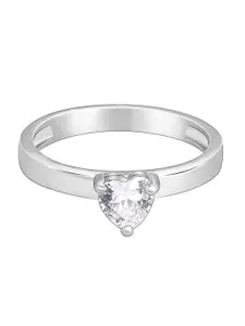 GIVA 925 Sterling Silver Rhodium-Plated Stone-Studded Finger Ring