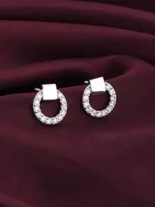 GIVA 925 Sterling Silver Rhodium-Plated Zircon-Studded Contemporary Studs Earrings
