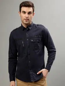 Iconic Spread Collar Shoulder Tabs Casual Shirt